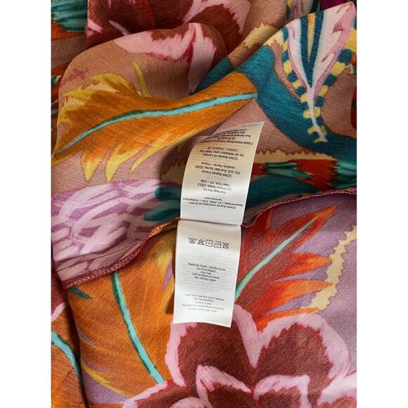 Farm Rio Maxi Dress Tropical Floral Print Spaghetti Strap Silk Blend XS - Picture 7 of 8
